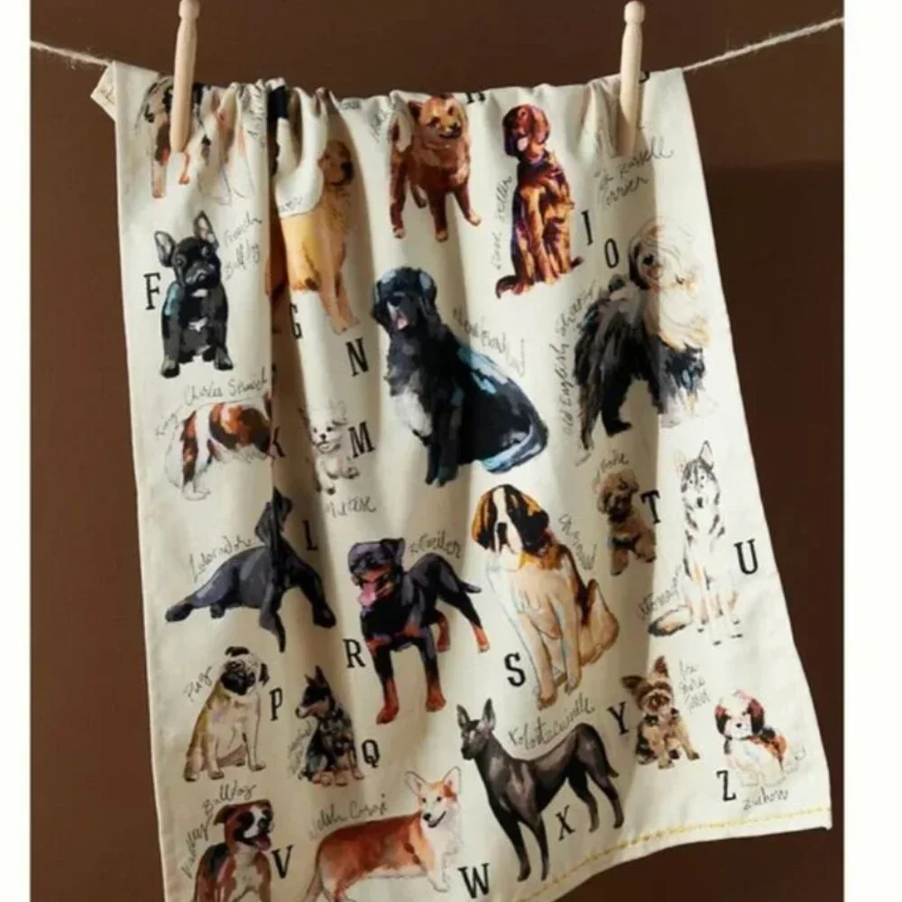 ⭐️ Dog Breeds A-Z Puppy Farm Hipster Hippie Deco Farm Peasant Chic Dish Towel